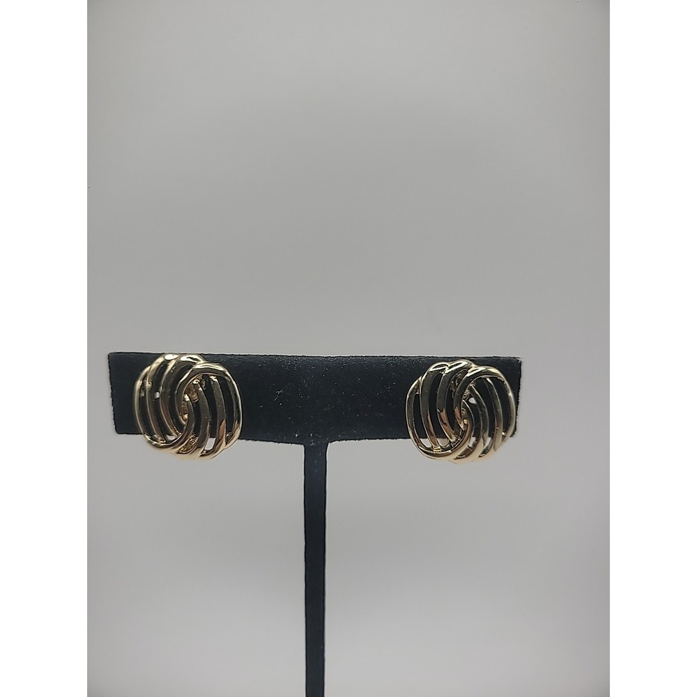 Vintage NWH Earrings Clip On Silver Tone Cut Out Jewelry Costume